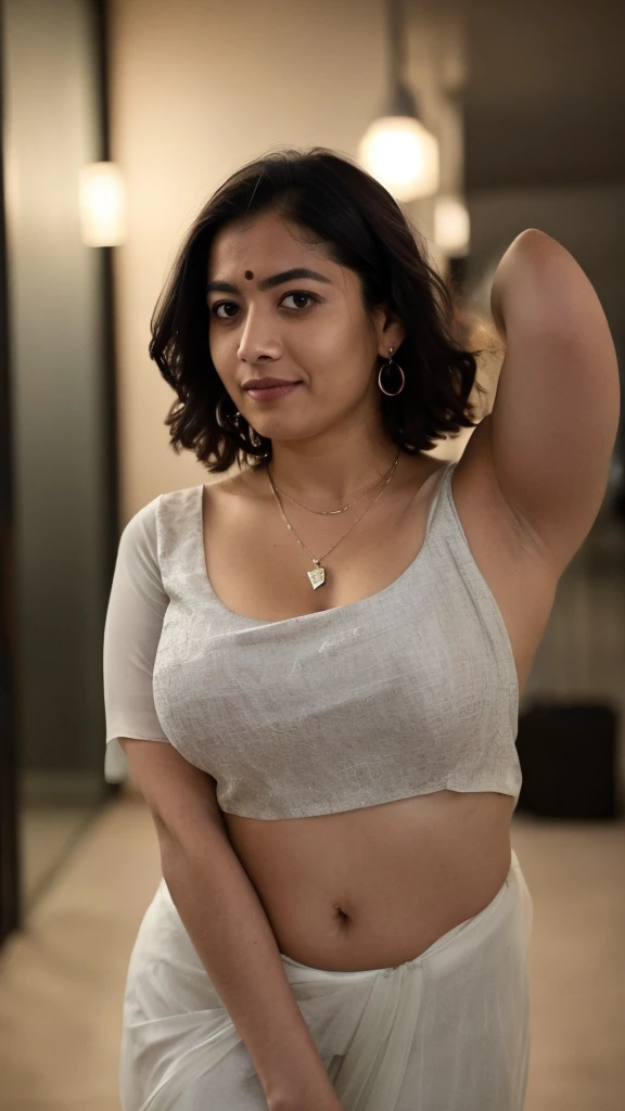  a woman round neck blouse and saree, heading in or out the door,,big cheeks, swooping breasts, deep cleavage, open arms, sexy armpits,big penis, nipples, ass, necklace, angle face,round face, beautiful face,(cinematic:1.3),there is a woman in an round neck blouse and saree posing for a picture, at night time, at night, profile pic, malika favre, at nighttime, with lovely look, candid picture, fanart, with glowing lights at night, cute woman, candid!! dark background, by Max Dauthendey, taken with sony alpha 9, with cute - fine - face