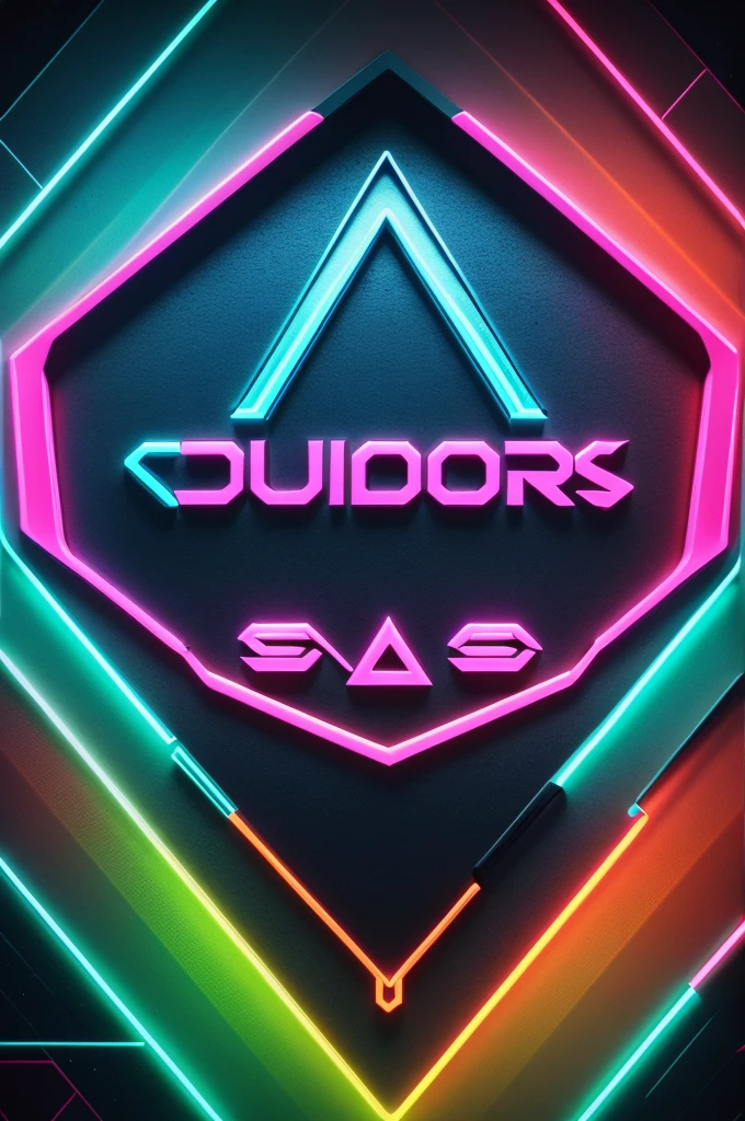 a futuristic sports logo, 3d emblem, glowing neon cyberpunk style, gradient colors, sleek geometric shapes, dynamic motion blur, hexagon pattern, technical circuit board texture, metallic reflections, bold typography