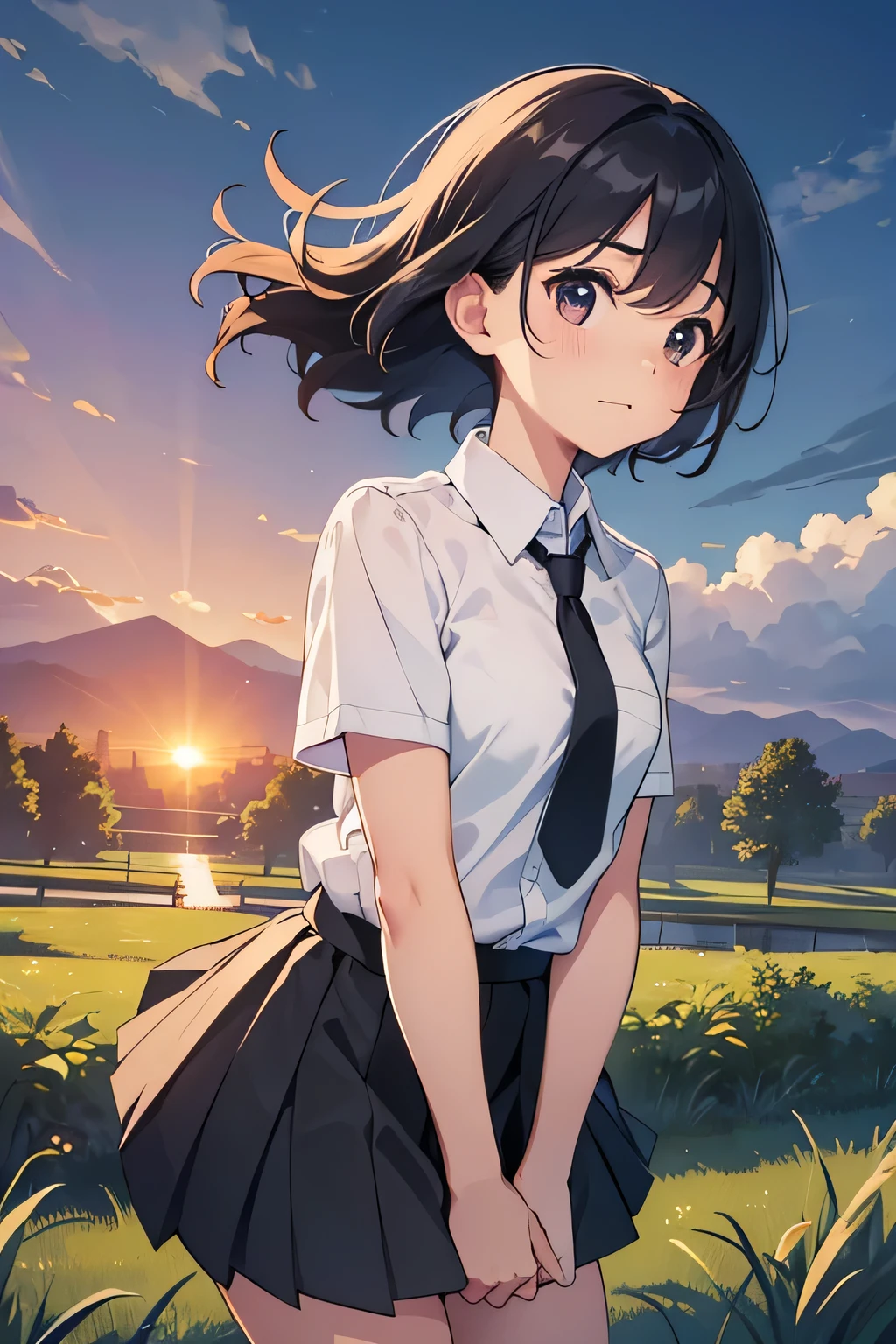 ,((Highest quality,4K, masterpiece:1.3)),((High Resolution)),((It's wonderful)),((Japan countryside:1.2)),((Japan countryside:1.2)),((Japan countryside:1.2)),((Japan countryside:1.2)),((Japanese mountain trails and rice terraces:1.2)),((Standing at the bus stop:1.2)),((Standing at the bus stop:1.2)),(Do not split frames),(Do not split),(Do not split),(sunset:1.2),(sunset:1.2),(sunset:1.2),(sunset:1.2),(One woman:1.8),(One woman:1.8),(One woman:1.8),((dutch angle shot:1.2)),((dutch angle shot:1.2)),((upper body shot:1.2)),((upper body shot:1.2)),((upper body shot:1.2)),((shoot from above:1.2)),((shoot from above:1.2)),((school uniform, short sleeve shirt:1.2)),((school uniform, short sleeve shirt:1.2)),((school uniform, short sleeve shirt:1.2)),((school uniform, short sleeve shirt:1.2)),(A tie blowing in the wind:1.4),(A tie blowing in the wind:1.4),(A tie blowing in the wind:1.4),((wavy mouth:1.4)),((wavy mouth:1.4)),((wavy mouth:1.4)),((pigeon toed:1.2)),((pigeon toed:1.2)),((pigeon toed:1.2)),((Bend your knees and stand with your legs together:1.2)),((Bend your knees and stand with your legs together:1.2)),((Bend your knees and stand with your legs together:1.2)),((Bend your knees and stand with your legs together:1.2)),((Bend your knees and stand with your legs together:1.2)),((Bend your knees and stand with your legs together:1.2)),((Hold down the hem of your skirt, which is about to be blown up by the wind:1.2)),((Hold down the hem of your skirt, which is about to be blown up by the wind:1.2)),((Hold down the hem of your skirt, which is about to be blown up by the wind:1.2)),((Hold down the hem of your skirt, which is about to be blown up by the wind:1.2)),((face focus:1.4)),((face focus:1.4)),((face focus:1.4)),((face focus:1.4)),(Shy laugh:1.2),(Shy laugh:1.2),(Shy laugh:1.2),(Shy laugh:1.2),(Panic look:1.2),(Panic look:1.2),(Hair blowing in the strong wind:1.2),(Hair blowing in the strong wind:1.2),(Hair blowing in the strong wind:1.2),(shoot from front),(shoot from front),(shoot from front),((Light brown eyes:1.2)),((Light brown eyes:1.2)),((Beautiful highlighted eyes)),((Light brown eyes:1.2)),((Light brown eyes:1.2)),((Light brown eyes:1.2)),((Beautiful highlighted eyes)),((Light brown eyes:1.2)),((Shiny black hair:1.4)),((Shiny black hair:1.4)),((Shiny black hair:1.4)),((Fluffy short bob:1.2)),((Fluffy short bob:1.2)),((Fluffy short bob:1.2)),((Fluffy short bob:1.2)),((Parted bangs)),((Parted bangs)),((Parted bangs)),(Beautiful breasts),(Beautiful breasts),Japanese women, 14 years old gravure photo, High Contrast, Aperture F3.2, Focal length 100mm, (((peace sign))),wakame, wakame, wakame, wakame, wakame, wakame, wakame, wakame, wakame, wakame, wakame, wakame, wakame, wakame, wakame, wakame, wakame, wakame, wakame, wakame, wakame, wakame, wakame, wakame, wakame