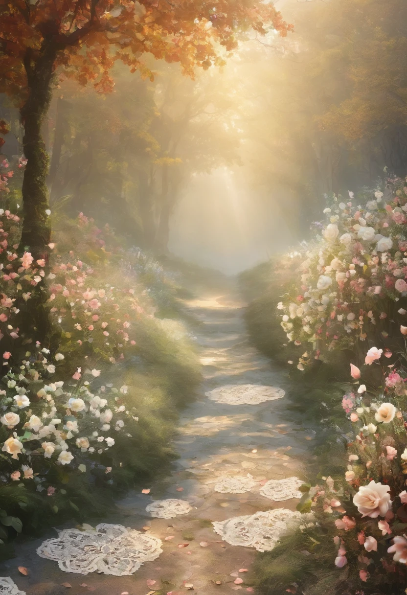 ((background only)),(((masterpiece))), (((Highest quality))), ((Super detailed)), ((非常にdelicateで美しい)), (最高masterpiece:1.4),delicate,8k,Beautiful Fabric Wallpaper((Generate cloth only:1.4)),(Full-screen texture:1.4)Collage fabric,ghostwhite,Lots of tulle,Vertical torsion lace,doily,Pearl ornament,(Shabby chic),Cute atmosphere