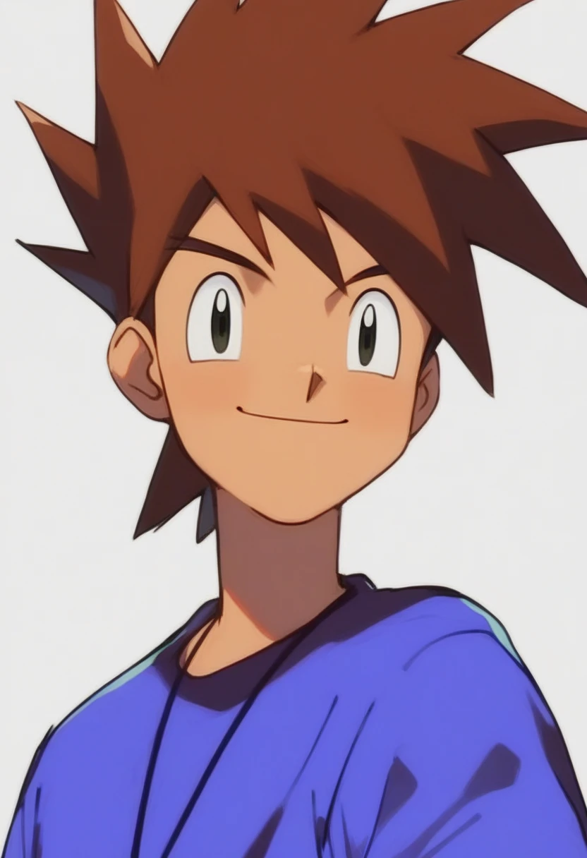 (masterpiece, best quality:1.2),gary oak,brown hair,looking at viewer,smile