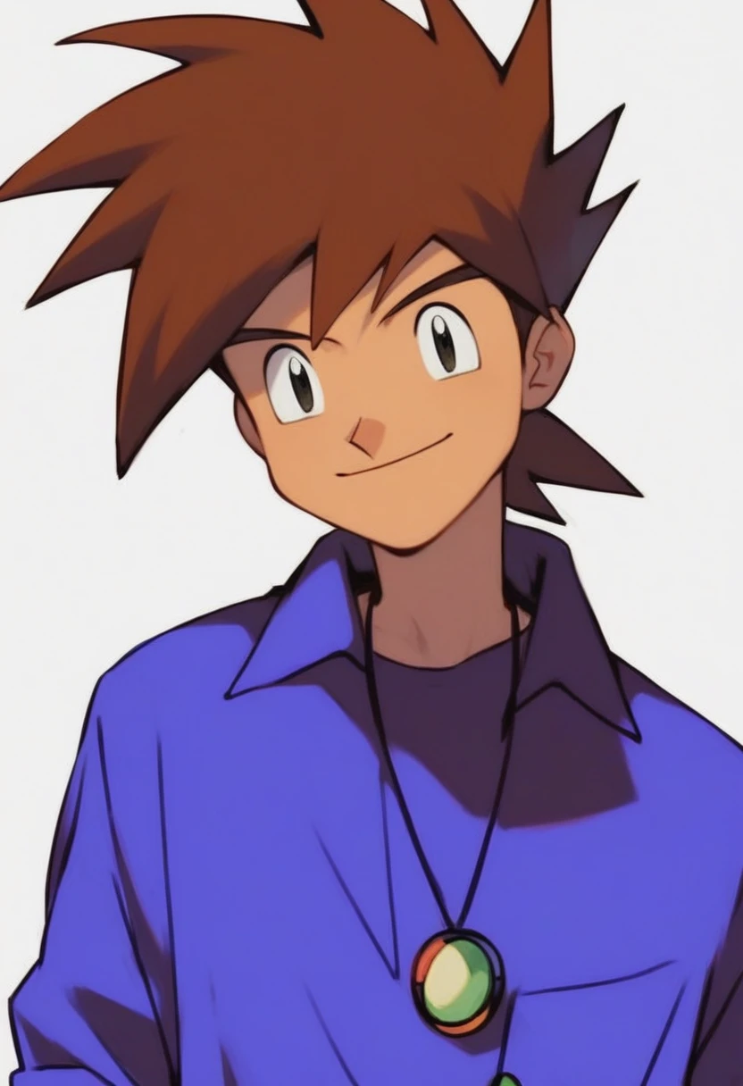 (masterpiece, best quality:1.2),gary oak,brown hair,looking at viewer,smile