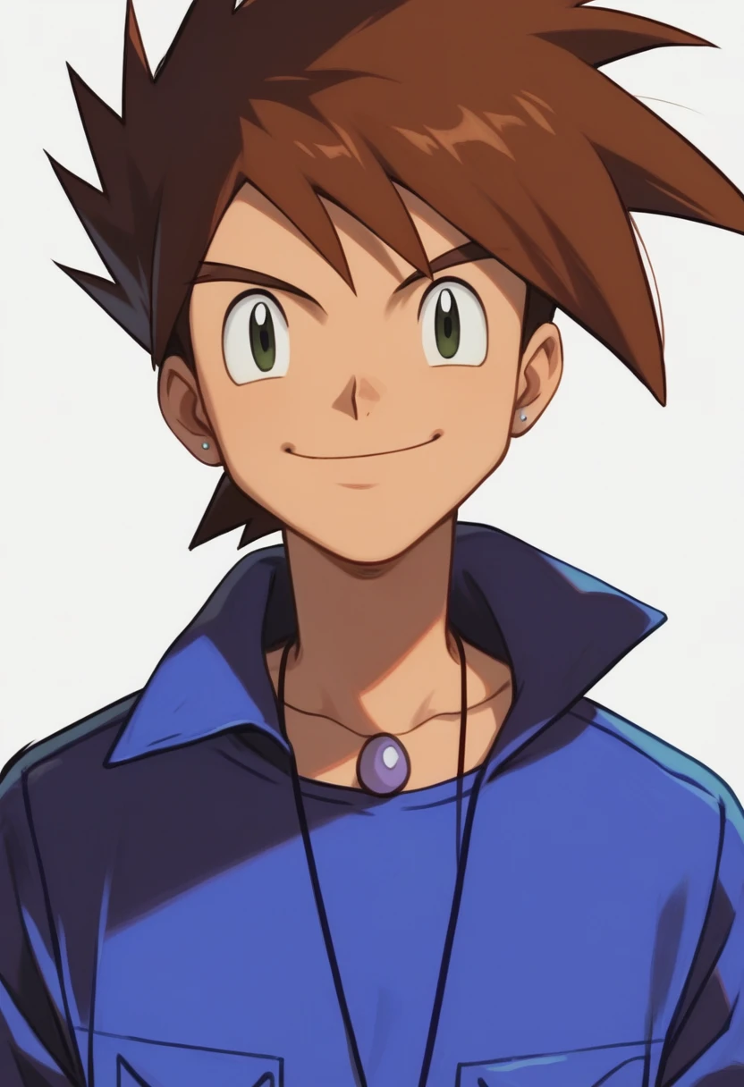 (masterpiece, best quality:1.2),gary oak,brown hair,looking at viewer,smile