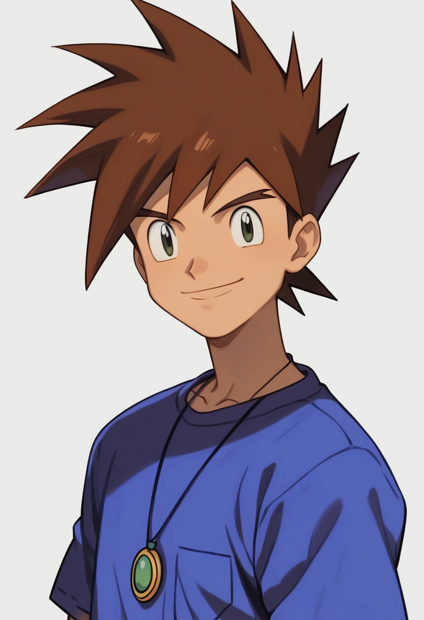 (masterpiece, best quality:1.2),gary oak,brown hair,looking at viewer,smile