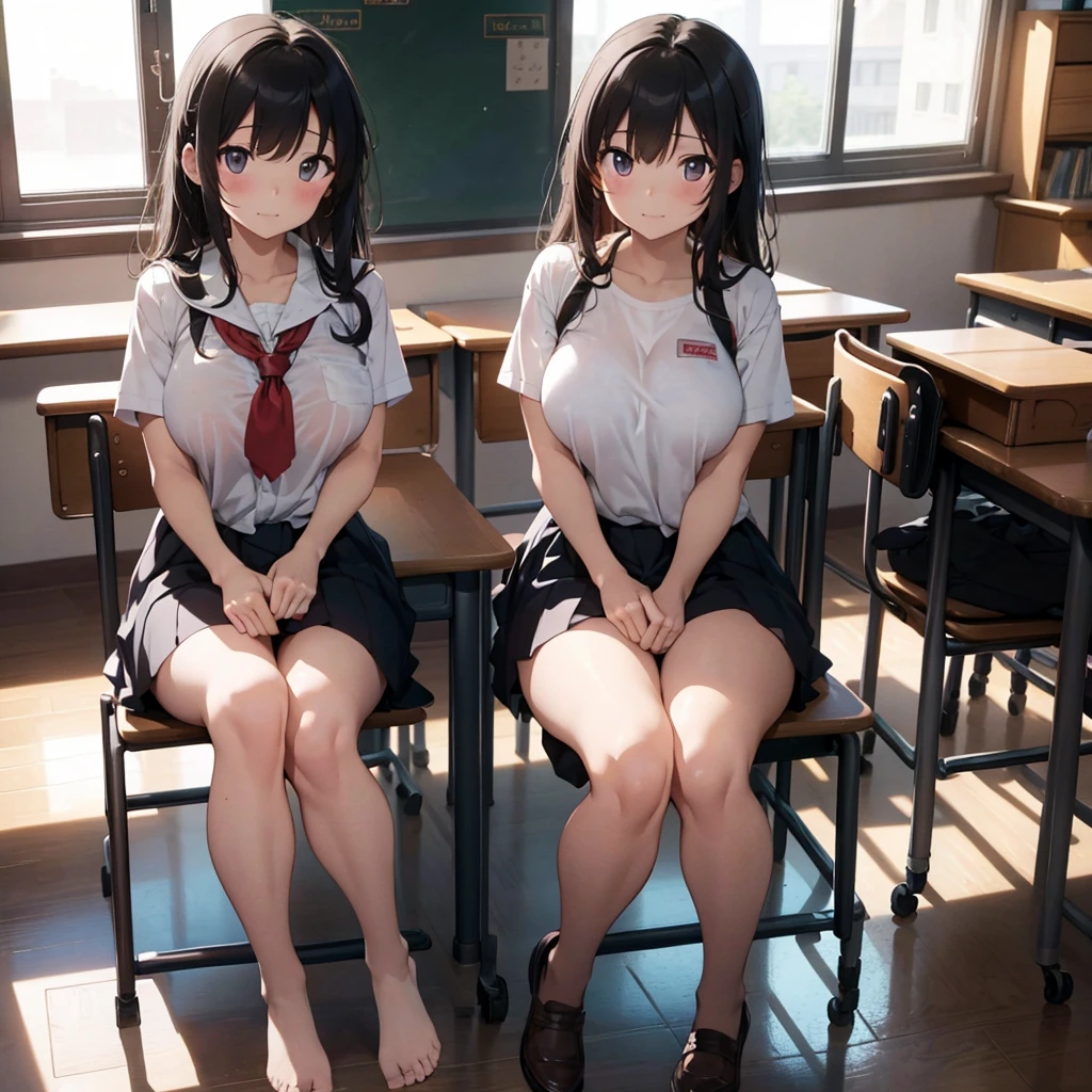 high school girl, masterpiece、Highest quality, NSFW, {Large Breasts}、classroom、classroom、classroom、classroom、classroom、All Nude、All Nude、All Nude、Big Breasts、Big Breasts、Big Breasts、Sitting on a chair、Sitting on a chair、Sitting on a chair、Sitting on a chair、Sitting on a chair