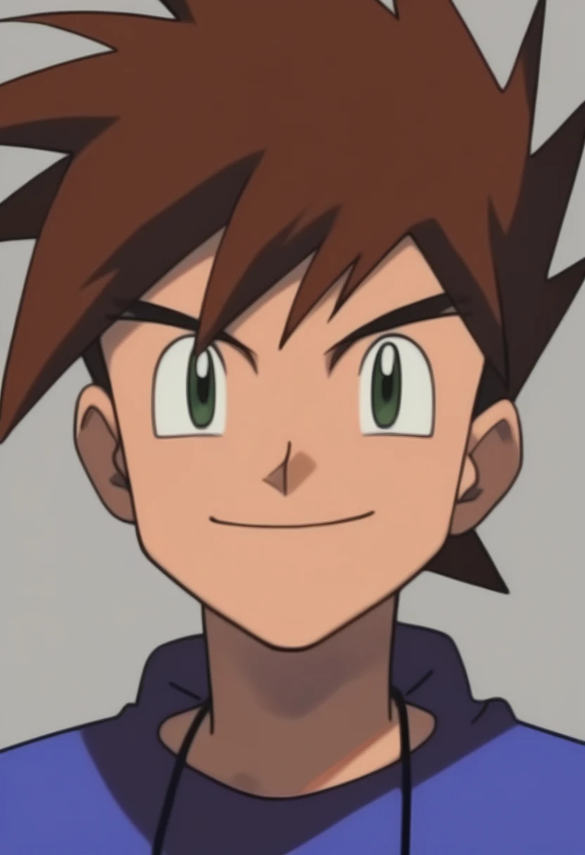 (masterpiece, best quality:1.2),gary oak,upper body,brown hair,looking at viewer,smile