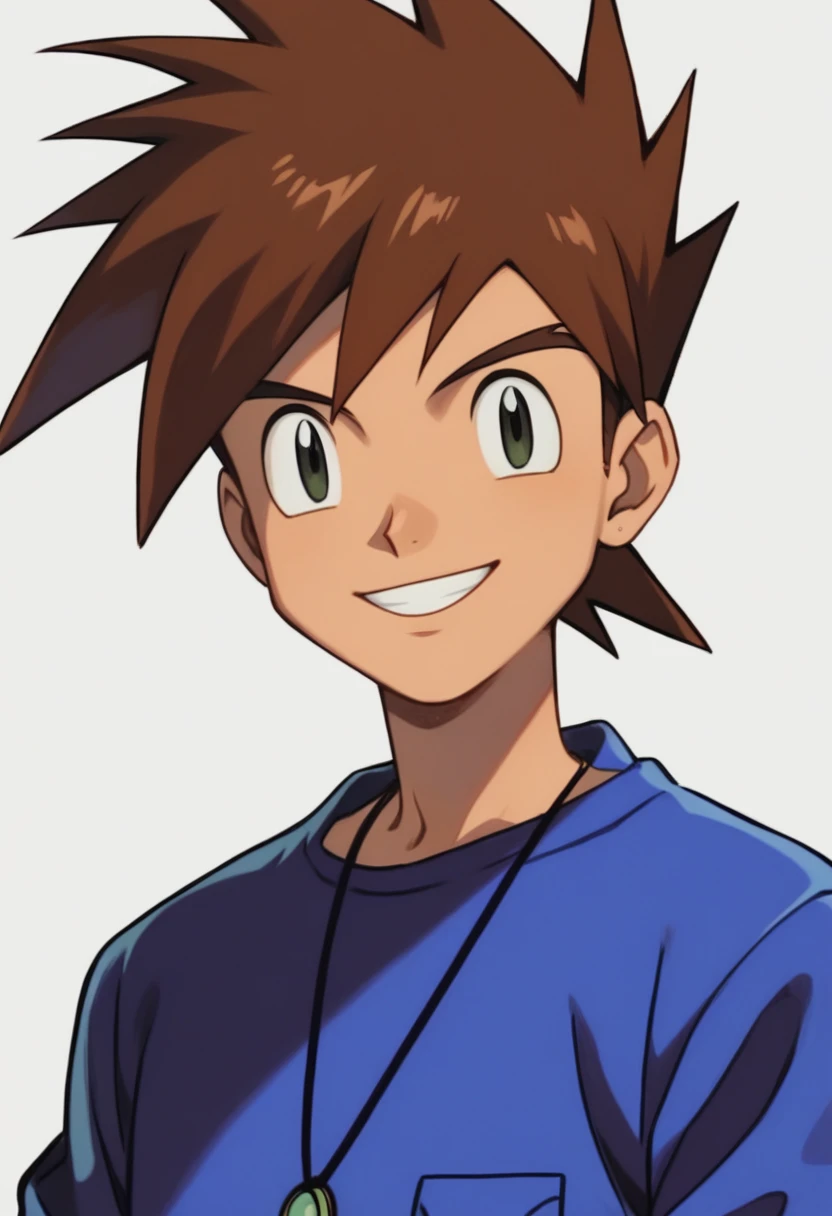 (masterpiece, best quality:1.2),gary oak,upper body,brown hair,looking at viewer,smile