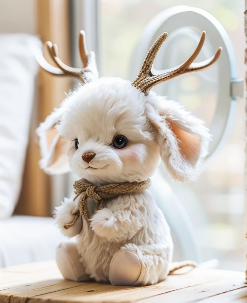 1 super cute peluche, ((deer)),, pastel colors, ultra cute, ultra realistic, uhd, mascotte