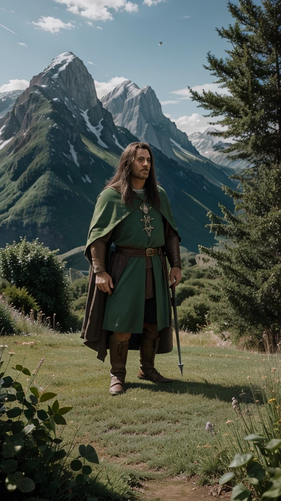 Make the wizard gendolf from the lord of the rings into a beautiful landscape style wallpaper