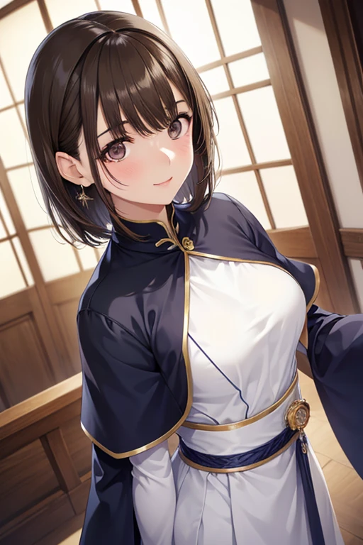 anegasaki nene、Shiny brown hair, short hair, (Beautiful brown eyes、Sparkling eyes, Fine grain)、smile、Ultra-detailed eyes、Very detailedな顔, Very detailedな目,


Highest quality, Highest quality, 16K, Unbelievably absurd, Very detailed, 2.5D, delicate and dynamic, Buckingham Palace, , Big wide staircase, Complex Light, , , , 
Small face, Very delicate facial expressions, Delicate eye depiction, Very fine hair, Upper body close-up, , The only sexy Japanese woman, Healthy body shape, 22-year-old woman, Emperor,    Sexy long legs, Glowing Skin, Soft Skin, Medieval English nobility, Complicated costumes, Costumes in complex colors, Stand sideways, Looking into the camera 