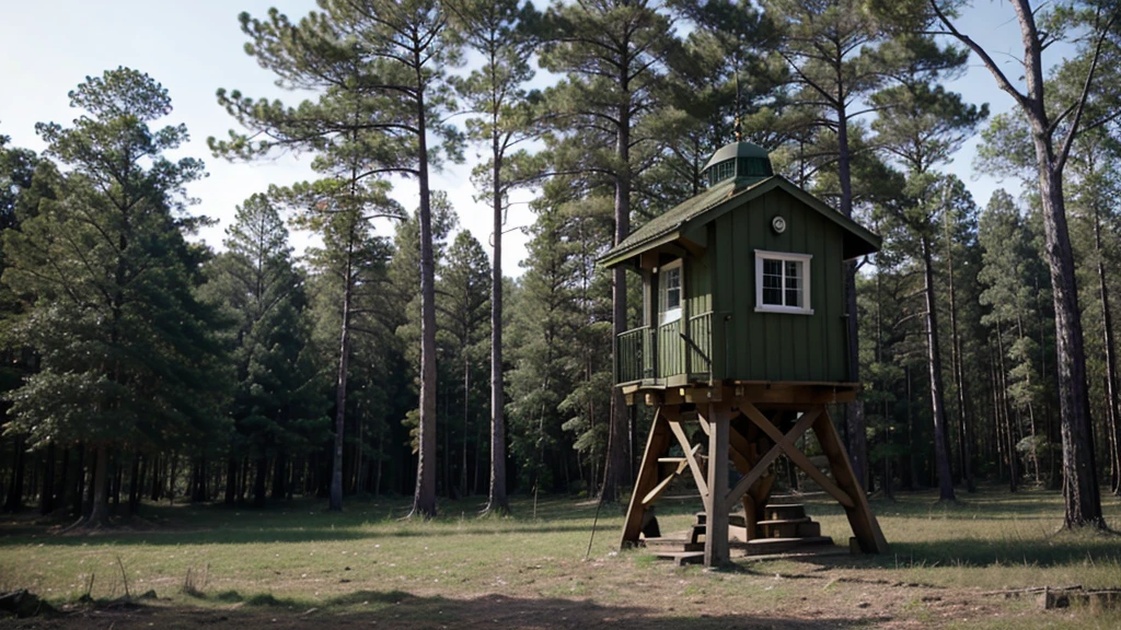 Military watchtower.,In the woods,