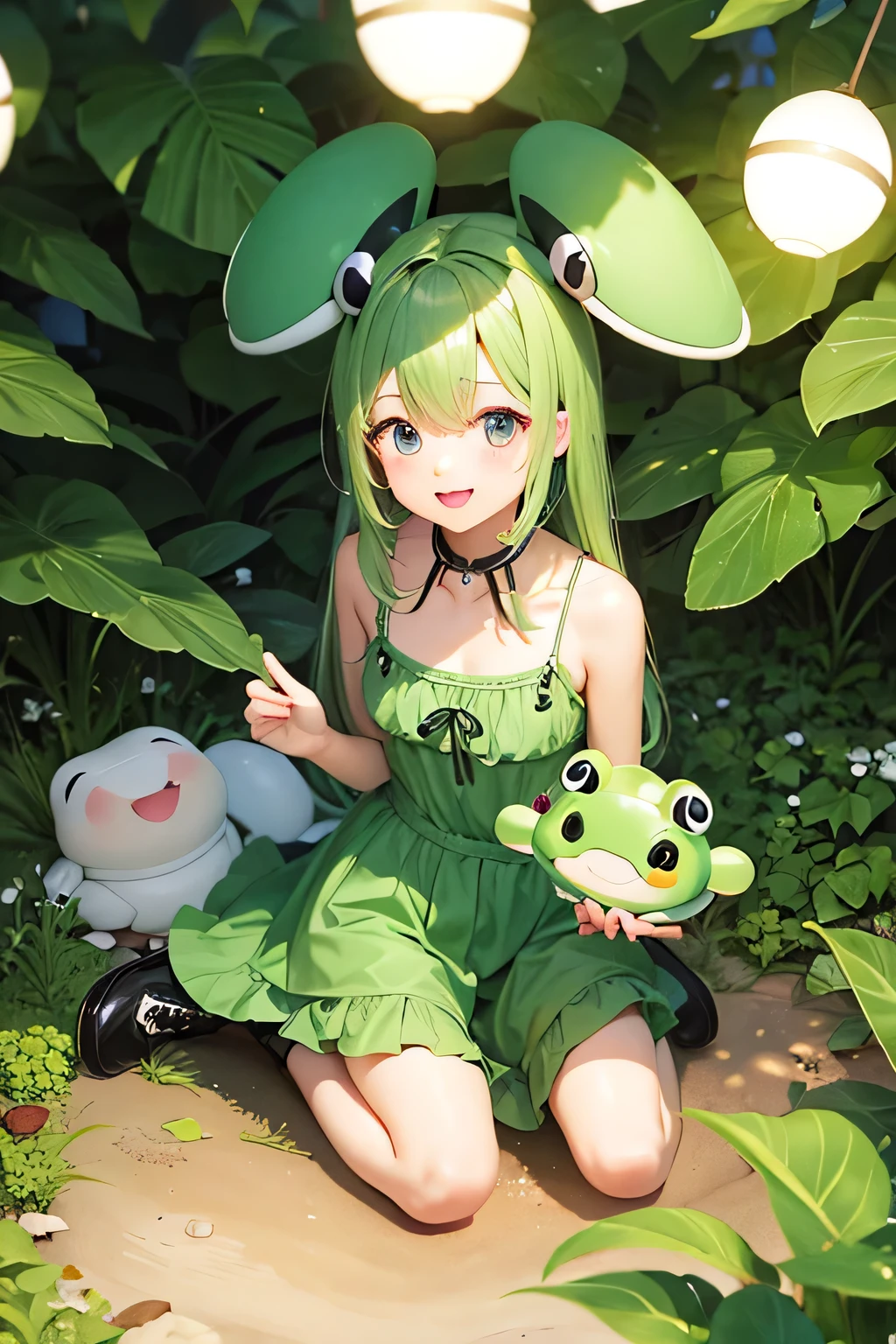 anime style; 3d; glitter; pokemon ivysaur is human; fancy and luxurious outfit based in Ivysaur of pokemon