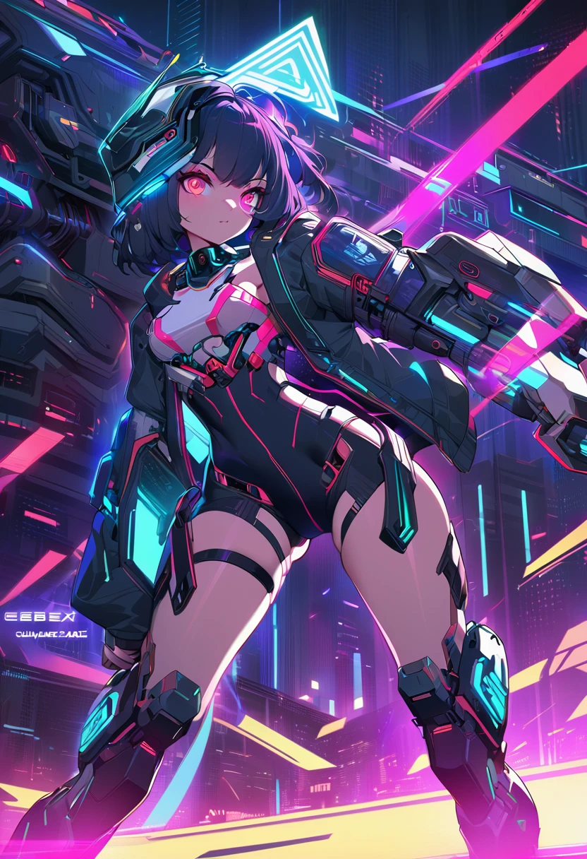 Anime girl with dark blue hair and a futuristic helmet with lasers, Cyberpunk art inspired by Yanjun Chen, pixiv Contest Winner, Digital Art, Cyberpunk Anime Girl mech, digital Cyberpunk anime art, anime cyberpunk art, Digital Cyberpunk - Anime Art, Cyberpunk Anime Girl, Cyberpunk anime art, female Cyberpunk Anime Girl, Cyberpunk art style, cute Cyborg Girl, Cyborg Girl