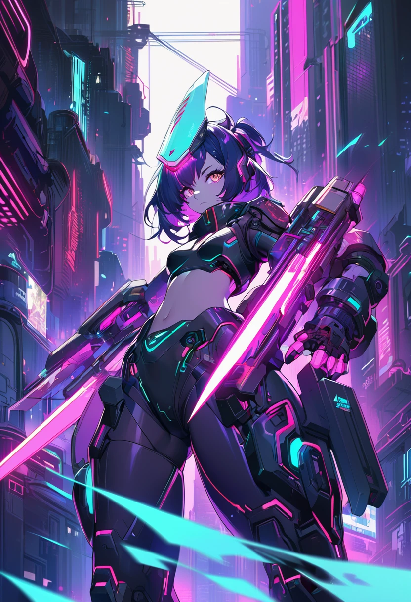 Anime girl with dark blue hair and a futuristic helmet with lasers, Cyberpunk art inspired by Yanjun Chen, pixiv Contest Winner, Digital Art, Cyberpunk Anime Girl mech, digital Cyberpunk anime art, anime cyberpunk art, Digital Cyberpunk - Anime Art, Cyberpunk Anime Girl, Cyberpunk anime art, female Cyberpunk Anime Girl, Cyberpunk art style, cute Cyborg Girl, Cyborg Girl