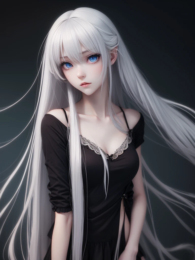 masutepiece, Highest Quality, (Solo Focus), (Perfect face:1.1), (high detailing:1.1),Dramatic, 1guy, (pale skin), long white hair, White eyes, [light eyebrow], Solo, Long hair, Moon, Night, white luxury suit, Covered navel, Pouty lips, Covered, Futuristic city, Detailed background, Art by Artgerm and Greg Rutkowski, Cinematic lighting, roses, Fashion, BalenciagaStyle
