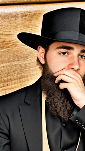 A young Amish man focusing on his face