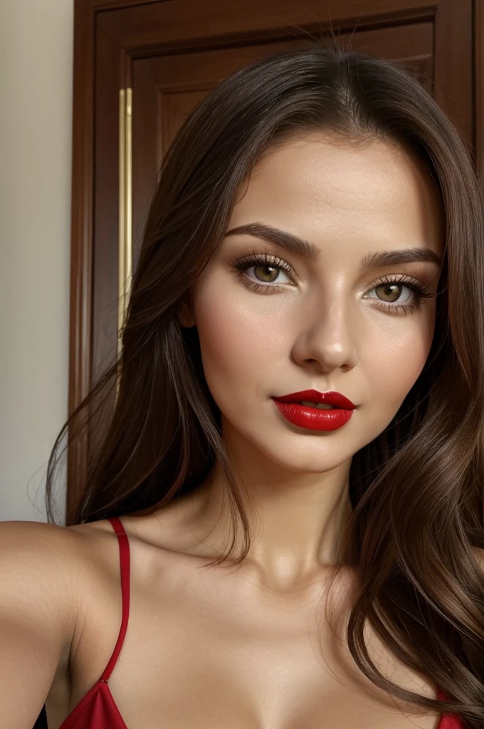 (Lidiia Filippova:1.2), (Keilih Stafford:0.9), (Felicity Fey:0.5), a selfie of a pretty young woman, red lips