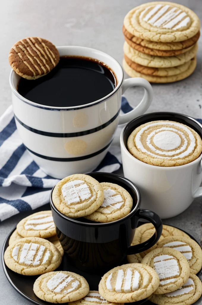 The vertical black and white striped cup is filled with cooked mate, next to the cup, Pozo brand vanilla cookies. In the background the Argentine Pope smiling