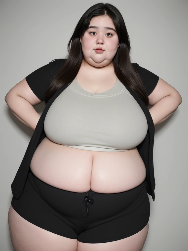 Group of a fat  girl , very obese , big thigh , wearing  , 