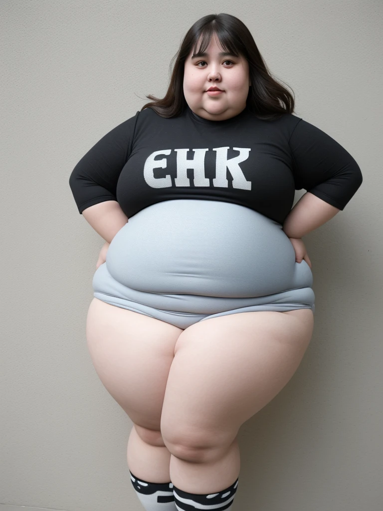 Group of a fat  girl , very obese , big thigh , wearing  , 