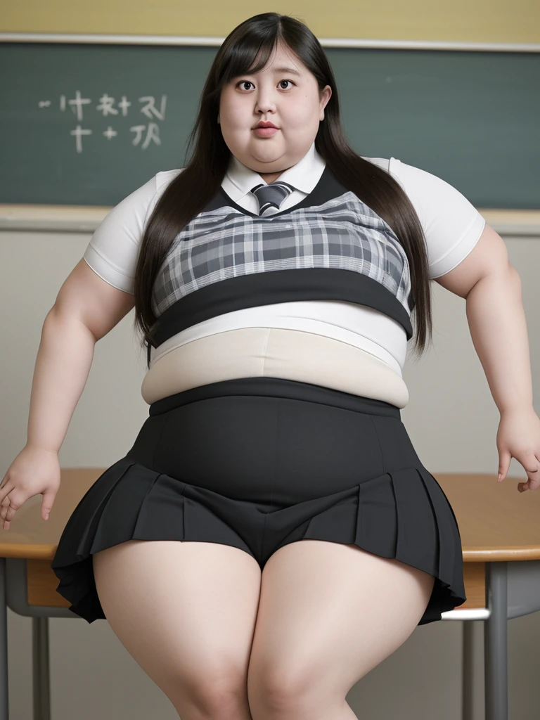 Geng a fat school girl , very obese , big thigh ,