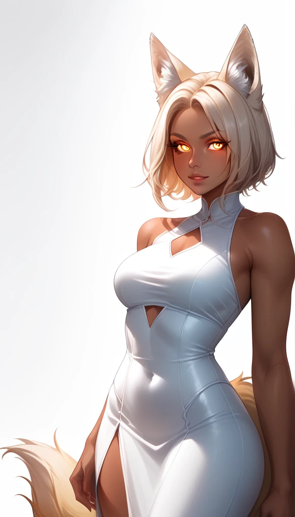 score_9, score_8_up, score_7_up, 1girl, solo,
Random hair, glowing random eyes, curved ram horns, (fox ears, fox tail), tanned skin, dark angel, (fox:1.2),
monochromatic, eerie atmosphere,
(random dress), seductive, stark white background