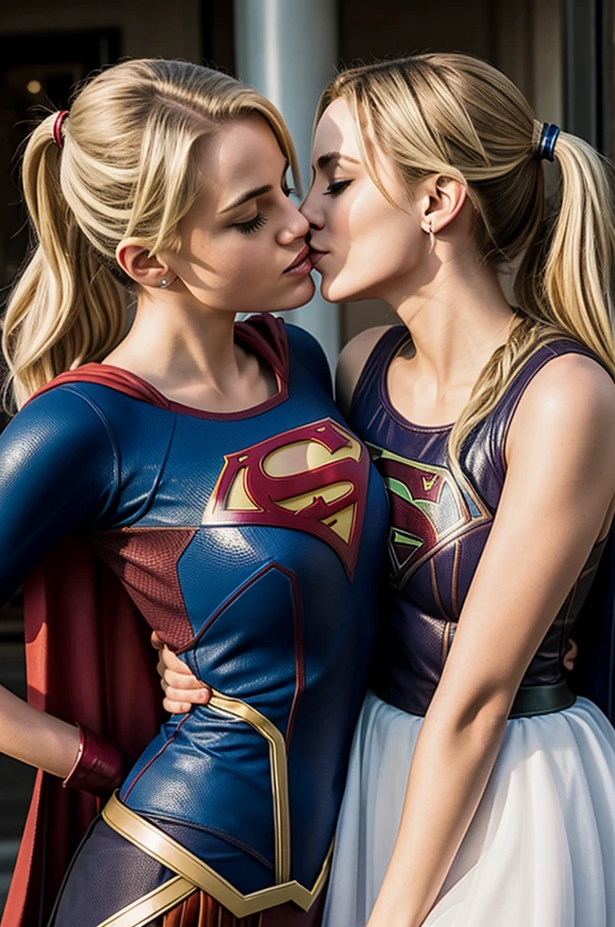 Harley queen kissing supergirl