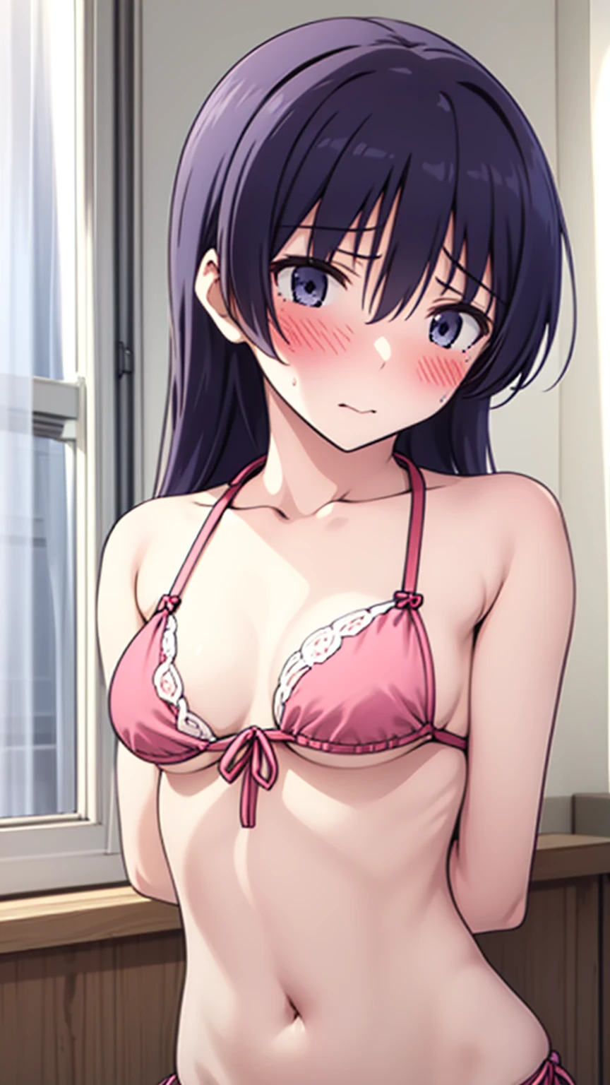 masterpiece, best quality, high resolution, 1 Girl, Delicate face, blush, Anime CG style, (Small Breasts), (-yeld gi, Bikini, Perfect body, Keep your eyes open