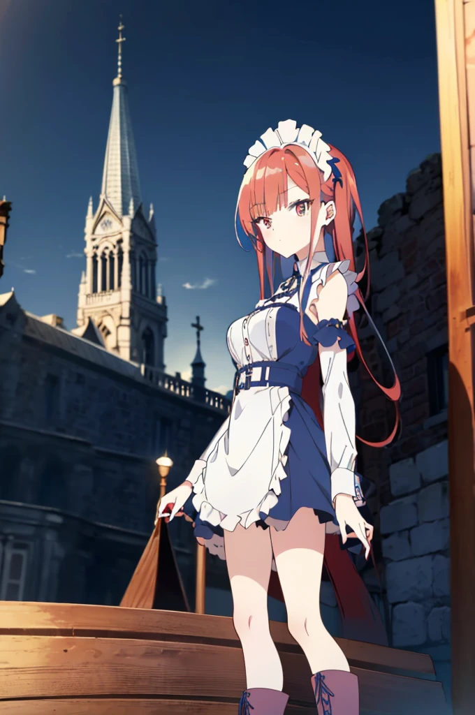[(cathedral background:1.4)::5],original,(illustration:1.1),(best quality),(masterpiece:1.1),(extremely detailed CG unity 8k wallpaper:1.1), (colorful:0.9),(mid shot:0.95),(full body:1.5),Dynamic angle,(solo:1.2), (girl),((adult)), (detailed beautiful eyes:1.15), (beautiful face:1.15), (glowing red eyes:1.25////),((medium hair)),((split-color hair,red hair,blue hair)),(high twintails),(chignon),(+perfect hand+:1.21),(Draw an illustration of a gothic girl),(Religious),(slender),(is wearing boots on her feet),((is wearing white maid clothes)),(furious), Lace Off-shoulder ta fashion,beautiful slender woman,high twintails,((split-color hair,red hair,blue hair)),((split-color hair,red hair,blue hair)),from side,((split-color hair,red hair,blue hair)),