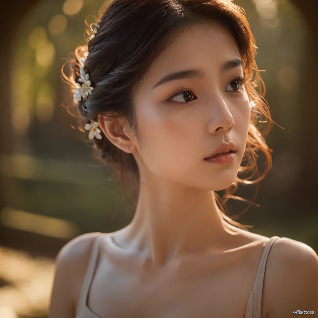 a beautiful young asian woman, nude body, plump breasts, detailed face, detailed eyes, detailed lips, long eyelashes, elegant pose, soft skin, glowing complexion, flowing hair, delicate facial features,  figure, graceful movements, serene expression, natural lighting, fantasy setting, ethereal atmosphere, dreamlike quality, intricate details, cinematic composition, masterpiece, 8k, ultra-detailed, photorealistic, dramatic lighting, vibrant colors, ambient occlusion, volumetric lighting, depth of field, cinematic framing