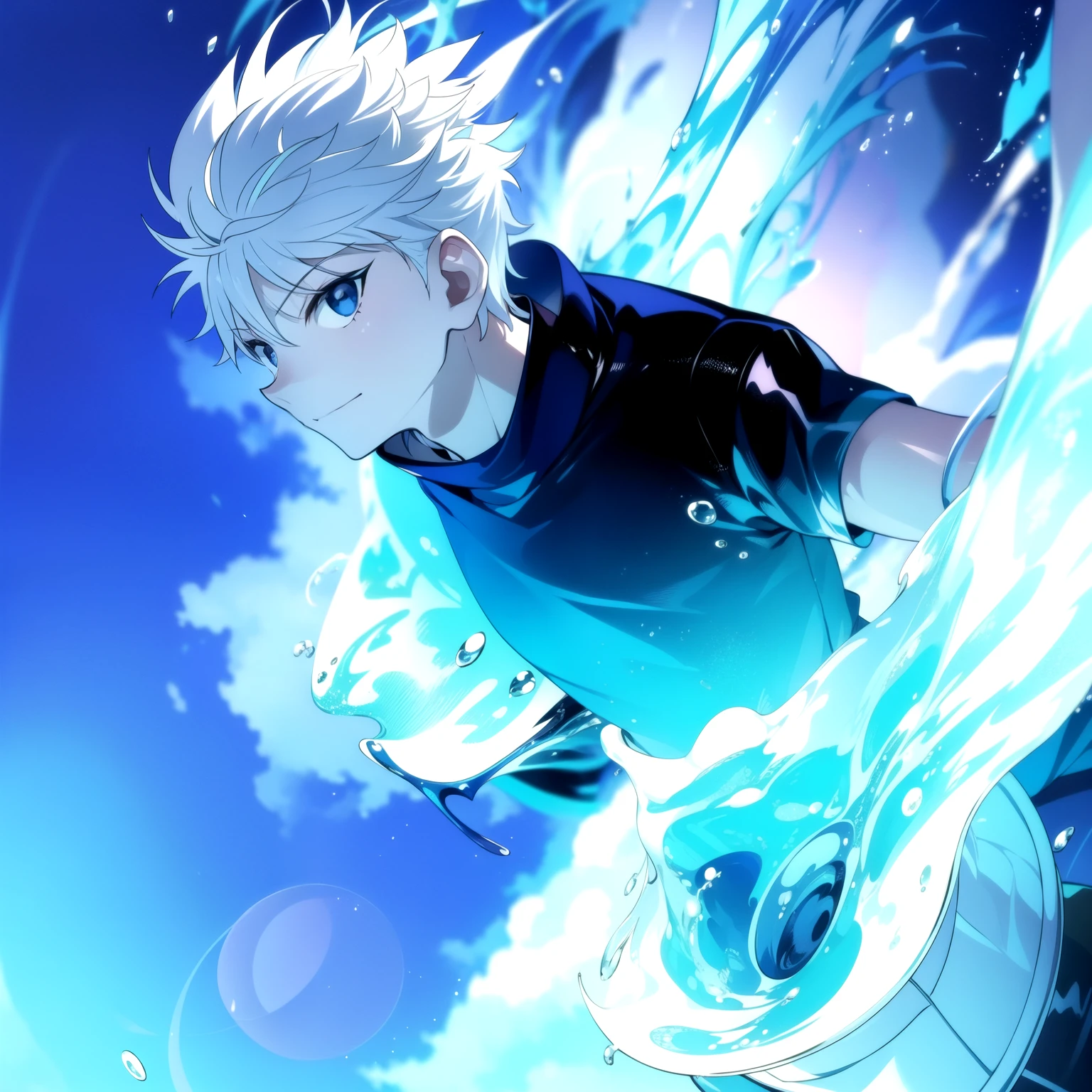 masterpiece, best quality, high quality, 1boy, solo, male focus, looking at viewer, upper body, killua_zoldyck
