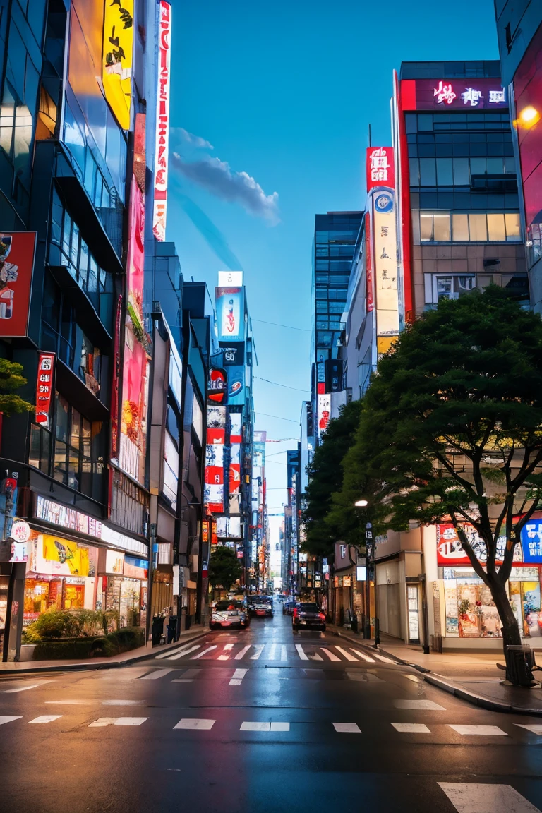 Paysage urbain de Tokyo、Elle pencha un peu la tête.、rougir、Expression souriante et enjouée。Je peux voir le ciel d'un bleu profond、L'ambiance est lumineuse et animée、La femme est au centre de l'image。café、Meilleures belles jambes、Laisser'Rapproche-toi et prends une photo、Fermez vos jambes