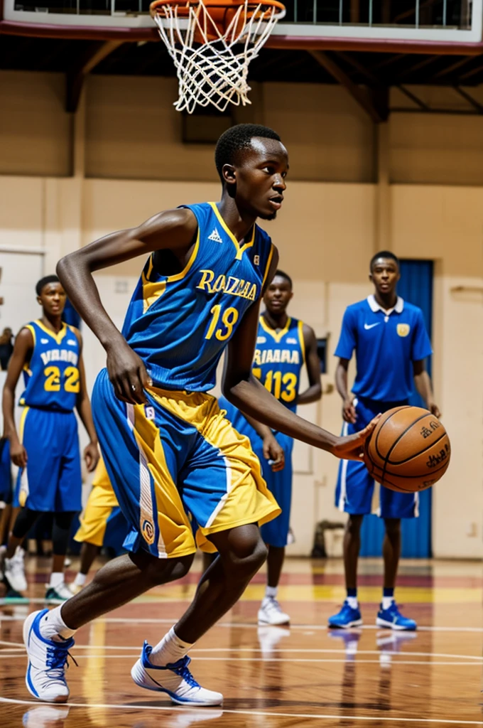 Rwandan boy playing basketball 