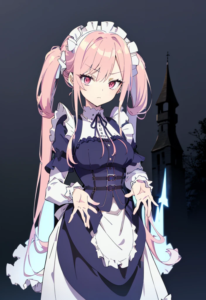 [(cathedral background:1.4)::5],original,(illustration:1.1),(best quality),(masterpiece:1.1),(extremely detailed CG unity 8k wallpaper:1.1), (colorful:0.9),(mid shot:0.95),(full body:1.5),Dynamic angle,(solo:1.2), (girl),((adult)), (detailed beautiful eyes:1.15), (beautiful face:1.15), (glowing red eyes:1.25////),((red medium hair)),(high twintails),(chignon),(+perfect hand+:1.21),(Draw an illustration of a gothic girl),(Religious),(slender),(is wearing boots on her feet),((is wearing white maid clothes)),(furious), Lace Off-shoulder lolita fashion,beautiful slender woman,high twintails,full body,whole body,((dynamic pose)),((dynamic angle)),