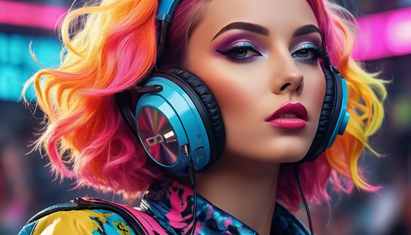 create an image demonstrating the style of ((Electropop 08)) style, Hyperrealism, 8K high resolution, Vibrant colors, Sharp focus, Very detailed