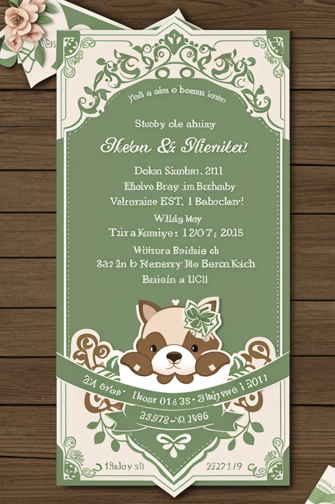 Baby shower invitation with green and brown colors
