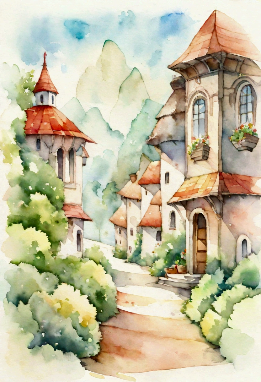 Transform the provided image into art that combines cartoon styles with watercolor or watercolor painting. Vellozia gigantea
