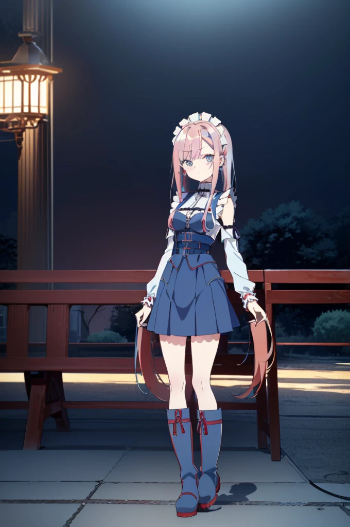 ((split-color hair , red hair , light blue hair)),((split-color hair , red hair , light blue hair)),[(cathedral background:1.4)::5],original,(illustration:1.1),(best quality),(masterpiece:1.1),(extremely detailed CG unity 8k wallpaper:1.1), (colorful:0.9),(mid shot:0.95),(full body:1.5),Dynamic angle,(solo:1.2), (girl),((adult)), (detailed beautiful eyes:1.15), (beautiful face:1.15), (glowing red eyes:1.25////),((medium hair)),((split-color hair , red hair , light blue hair)),(high twintails),(chignon),(+perfect hand+:1.21),(Draw an illustration of a gothic girl),(Religious),(slender),(is wearing boots on her feet),((is wearing white maid clothes)),(furious), Lace Off-shoulder ta fashion,beautiful slender woman,high twintails,full body,mini skirt,((split-color hair , red hair , light blue hair)),((black long boots)),((mini skirt)),((adult)),((dynamic angle)),