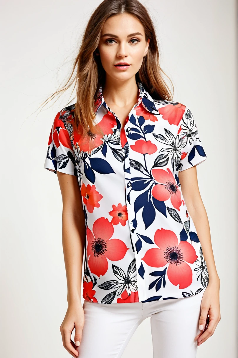 Photo Print Stylish floral patternTshirt The floral pattern is detailed Petals falling