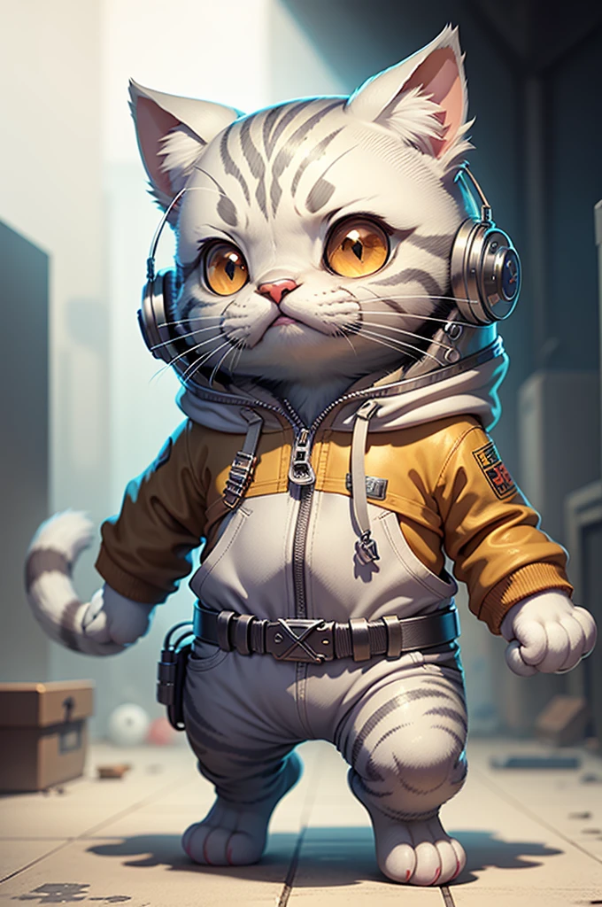 C4tt4stic, cartoon silver tabby cat, with the matrix as the background, escaping and breaking free, wearing a spacesuit, ultra realistic