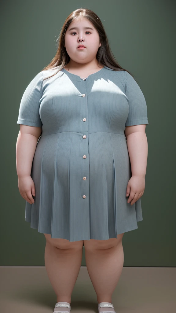 a  obese girl, chubby cheeks, round face, double chin, thick arms and legs, wearing a , standing in a school setting, realistic, detailed, highly detailed, intricate details, photorealistic, 8k, masterpiece, cinematic lighting, dramatic shadows, vibrant colors