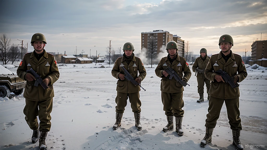 Soviet soldiers fighting in the Battle of Stalingrad in World War II