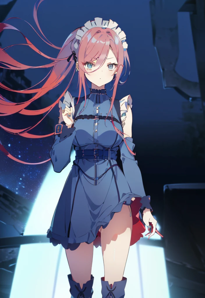 ((split-color hair , red hair , light blue hair)),[(cathedral background:1.4)::5],original,(illustration:1.1),(best quality),(masterpiece:1.1),(extremely detailed CG unity 8k wallpaper:1.1), (colorful:0.9),(mid shot:0.95),(full body:1.5),Dynamic angle,(solo:1.2), (girl),((adult)), (detailed beautiful eyes:1.15), (beautiful face:1.15), (glowing red eyes:1.25////),((medium hair)),((split-color hair , red hair , light blue hair)),(high twintails),(chignon),(+perfect hand+:1.21),(Draw an illustration of a gothic girl),(Religious),(slender),(is wearing boots on her feet),((is wearing white maid clothes)),(furious), Lace Off-shoulder ta fashion,beautiful slender woman,high twintails,full body,mini skirt,((split-color hair , red hair , light blue hair)),((black long boots)),((mini skirt)),((adult)),((dynamic angle)),((split-color hair , red hair , light blue hair)),((split-color hair , red hair , light blue hair)),((black long boots)),((black long boots)),((split-color hair , red hair , light blue hair)),((split-color hair , red hair , light blue hair)),