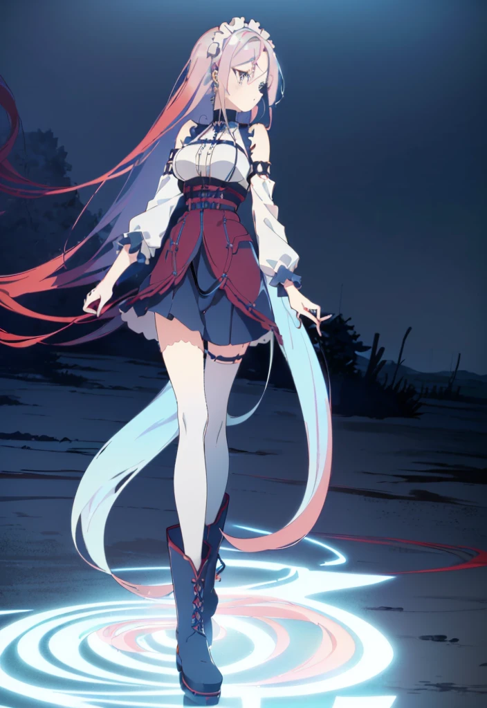 ((split-color hair , red hair , light blue hair)),[(cathedral background:1.4)::5],original,(illustration:1.1),(best quality),(masterpiece:1.1),(extremely detailed CG unity 8k wallpaper:1.1), (colorful:0.9),(mid shot:0.95),(full body:1.5),Dynamic angle,(solo:1.2), (girl),((adult)), (detailed beautiful eyes:1.15), (beautiful face:1.15), (glowing red eyes:1.25////),((medium hair)),((split-color hair , red hair , light blue hair)),(high twintails),(chignon),(+perfect hand+:1.21),(Draw an illustration of a gothic girl),(Religious),(slender),(is wearing boots on her feet),((is wearing white maid clothes)),(furious), Lace Off-shoulder ta fashion,beautiful slender woman,high twintails,full body,mini skirt,((split-color hair , red hair , light blue hair)),((black long boots)),((mini skirt)),((adult)),((dynamic angle)),((split-color hair , red hair , light blue hair)),((split-color hair , red hair , light blue hair)),((black long boots)),((black long boots)),((split-color hair , red hair , light blue hair)),((split-color hair , red hair , light blue hair)),