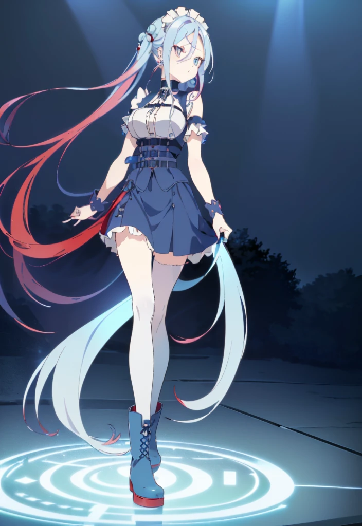 ((split-color hair , red hair , light blue hair)),[(cathedral background:1.4)::5],original,(illustration:1.1),(best quality),(masterpiece:1.1),(extremely detailed CG unity 8k wallpaper:1.1), (colorful:0.9),(mid shot:0.95),(full body:1.5),Dynamic angle,(solo:1.2), (girl),((adult)), (detailed beautiful eyes:1.15), (beautiful face:1.15), (glowing red eyes:1.25////),((medium hair)),((split-color hair , red hair , light blue hair)),(high twintails),(chignon),(+perfect hand+:1.21),(Draw an illustration of a gothic girl),(Religious),(slender),(is wearing boots on her feet),((is wearing white maid clothes)),(furious), Lace Off-shoulder lolita fashion,beautiful slender woman,high twintails,full body,mini skirt,((split-color hair , red hair , light blue hair)),((black long boots)),((mini skirt)),((adult)),((dynamic angle)),((split-color hair , red hair , light blue hair)),((split-color hair , red hair , light blue hair)),((black long boots)),((black long boots)),((split-color hair , red hair , light blue hair)),((split-color hair , red hair , light blue hair)),