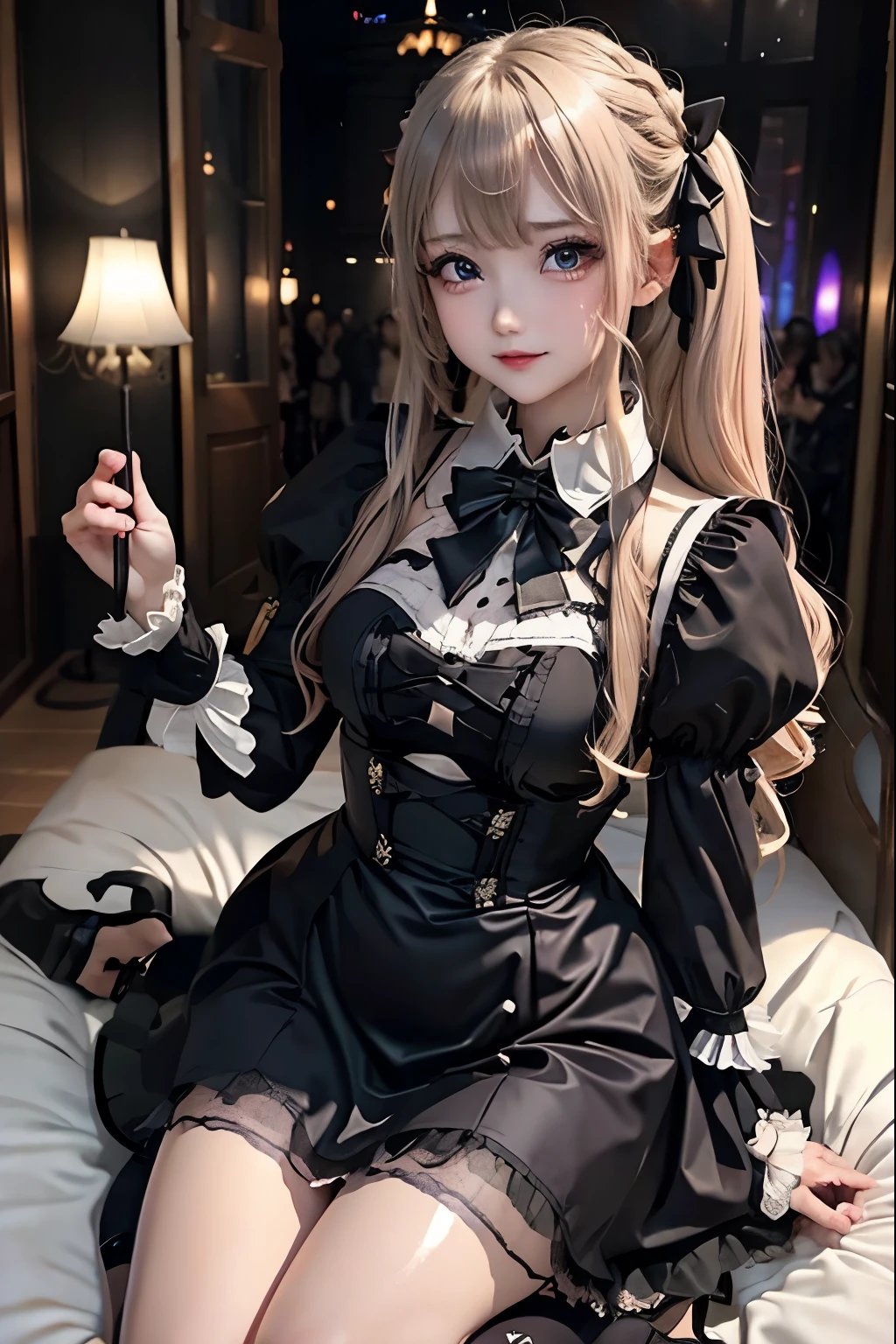 ハードなDark Gothicメイク、Black dark eyeshadow、sad、Good skin radiance、Dark Gothicメイク、Dark smile、palace、The beauty of fragrance、24-years-old、Expression of intense sexual pleasure、Embarrassed look、Dark Gothic、Highest quality、Expression of sexual pleasure without pain、Drunk face、Purple maid outfit、Mysterious、Noble、sexy、Loving smile、Twin tail hair、Right blue eye、Left eye is red、Super tempting pose、Platform Heel Shoes、Heavy makeup、Gothic Lolita clothes、Silver Hair、Long Hair Straight Hair、Cute Gothic Lolita Dress、Beautiful Face、elegant features、Attractive face、Stained glassを背景に、Chest glistening with sweat、The room is dark、goth long dress、Bell Sleeves、Wizard Sleeve、Decadent look、Sexually excited expression、Glossy thighs wet with water、Thighs that are wet and shiny with oil、Background of a room full of roses、sad表情、Rose Maiden、The embroidery is pink、The dress has pink embroidery.、Thigh-high socks、Knee-high socks、Gentle expression、Dark black eyeshadow、Stained glassとバラの背景、thighs are a little thin、Female Duo、Female couple、dark church background、Stained glass、Black metal world、Dark Castle、Dark Room、Slender body、gothic long dress、Victorian dress、Small breasts、Hold the wine in your right hand、Hold the lantern in your left hand、pantyhose、The bed is covered with roses、Her thighs are shining with sweat、My body is wet and shiny、Lots of glitter on the thighs、sweating、私の太ももはsweatingでベタベタしている、Sweat glistening on my thighs、The whole body is sweaty and shiny、I sweated a lot.、My thighs are sweaty、Wet thighy thighs are shining with sweat、A lot of sweat glistening all over the body、Slender body、Put your head on the pillow、Sleeping on a bed、Beautiful legs、Stretching legs、Lie down in bed、Lie on your back in bed、Thin legs、