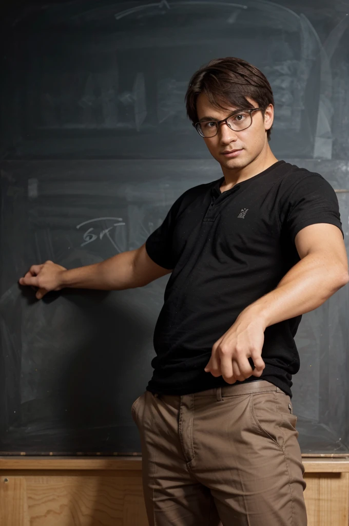 Image of a mathematics teacher guiding his students at the blackboard."