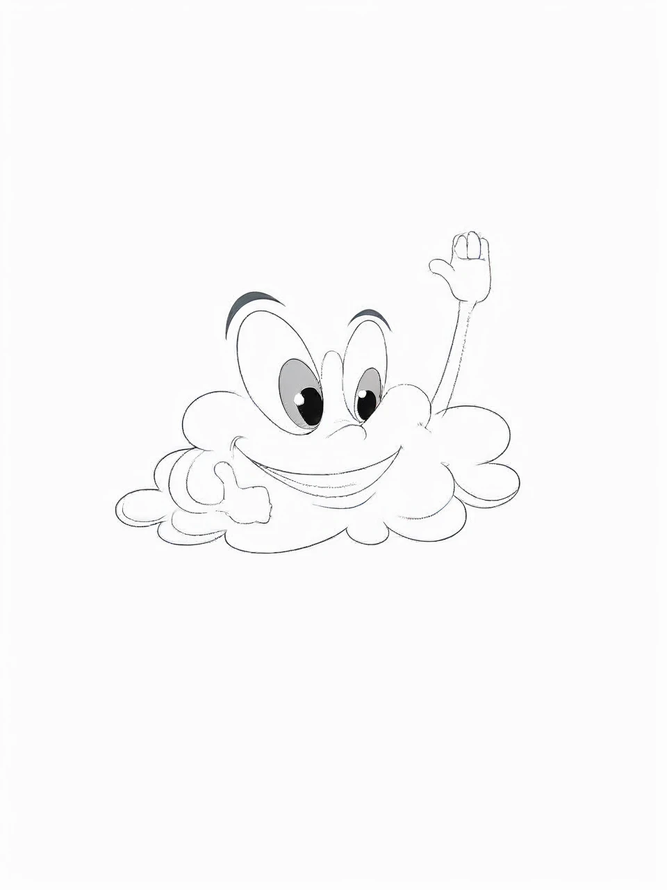 Cloud character vector illustration simple, inside cartoon eyes and mouth