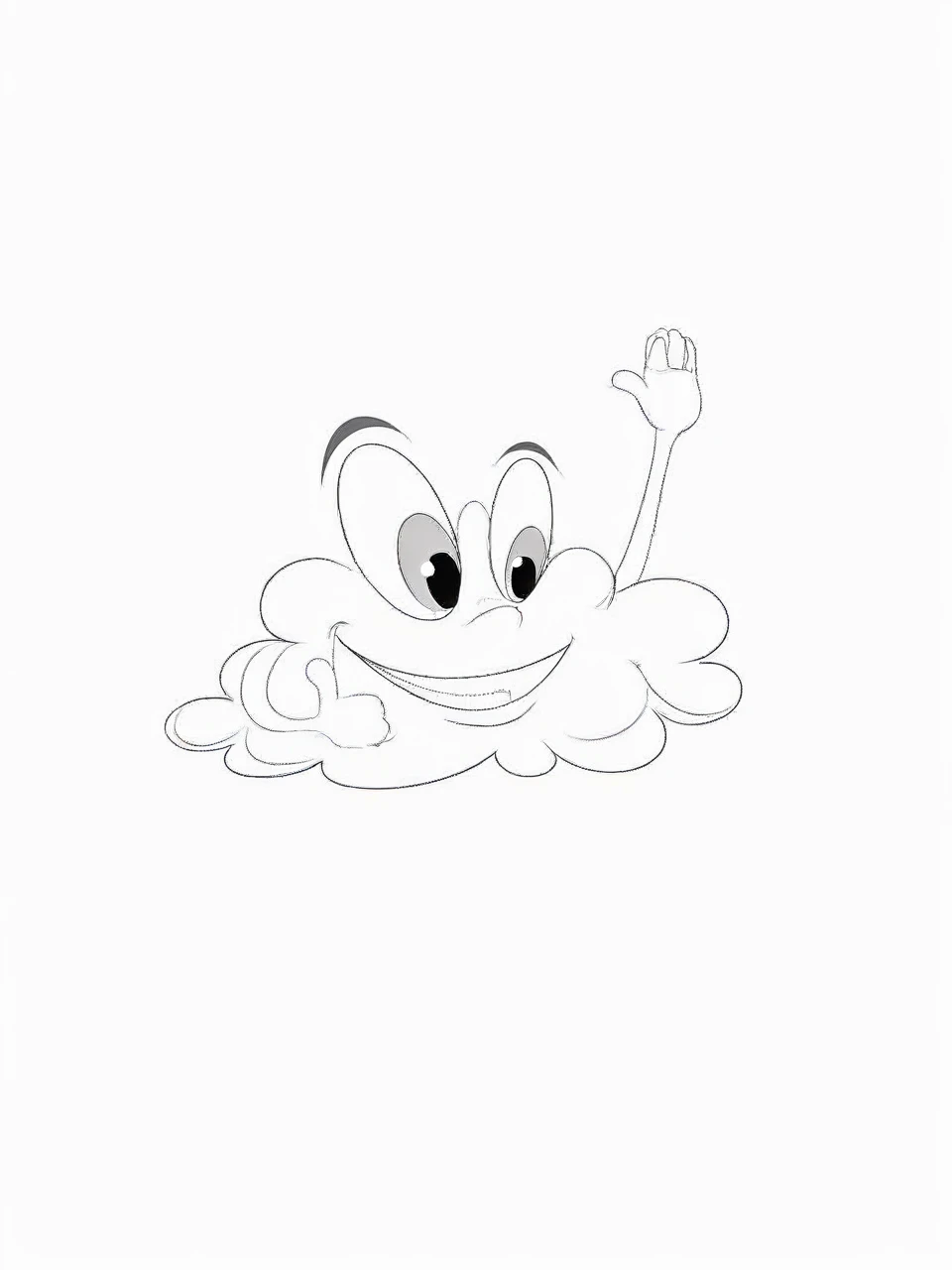 Cloud character vector illustration simple, inside cartoon eyes and mouth