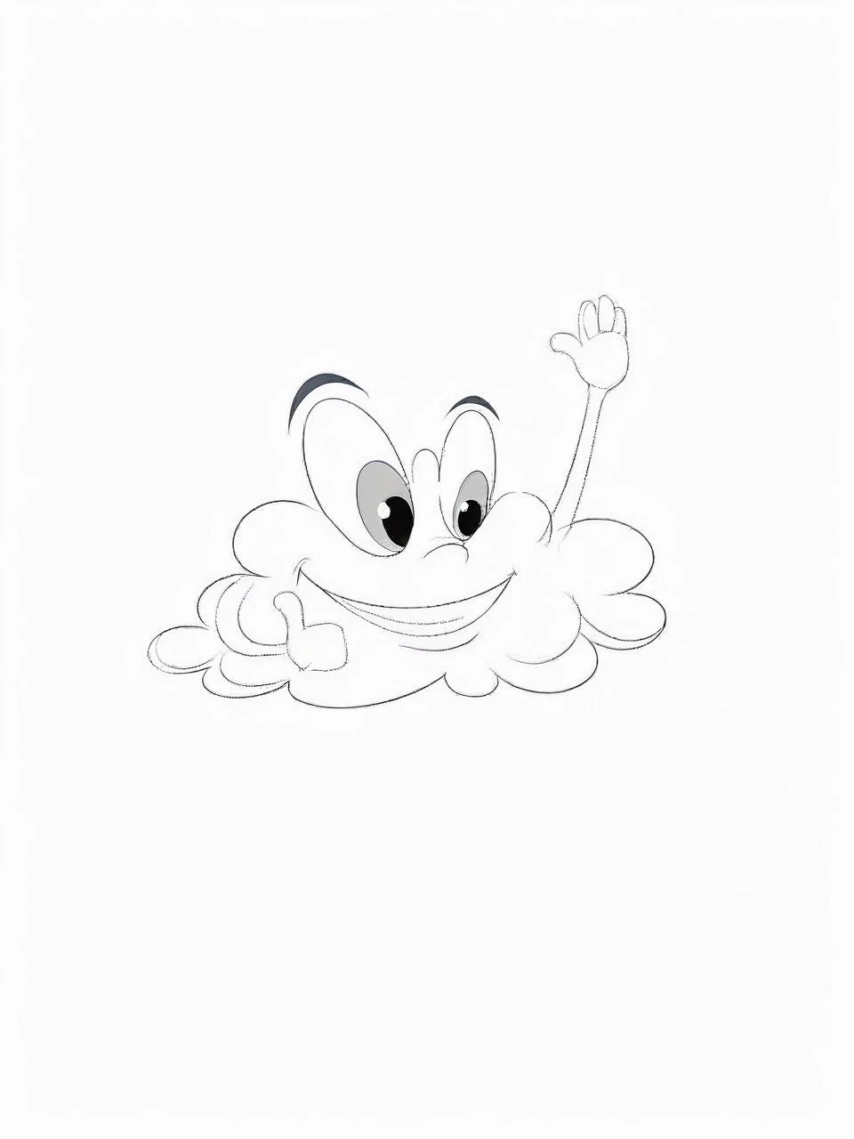Cloud character vector illustration simple, inside cartoon eyes and mouth